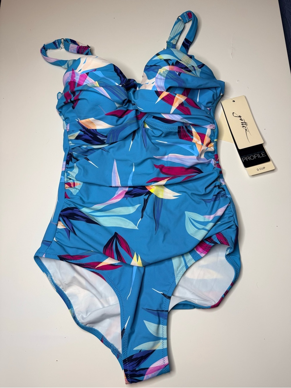 Profile By Gottex Blue Tropical-Print One-Piece Swimsuit Size 8D New with tags